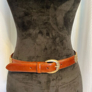 Fossil Brown Leather Hinged Belt Size Medium